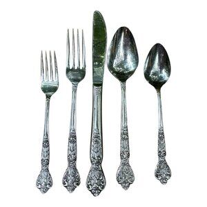 Versailles Stainless Flatware Set 5-Piece By MSI Japan Ornate Design Silver